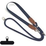 Techsuit - Urbanloop (TLN6B) - Neck/Crossbody Wear, For Phone Cases, 100cm-140cm Length Adjustmen, Nylon + Pu - Steel Blue