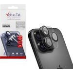 Volte-Tel Camera Glass Cover Iphone 16/15/14 Pro 6.3in/Iphone 16 Pro Max 6.9in 9H 0.30MM 3D Ar NICKEL-Electroplating Frame BLACK
