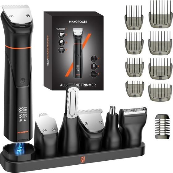 MAXGROOM JK-666 6-in-1 Trimmer For beard, hair, body, Nose And Ears IPX6 - Black - (M-666)