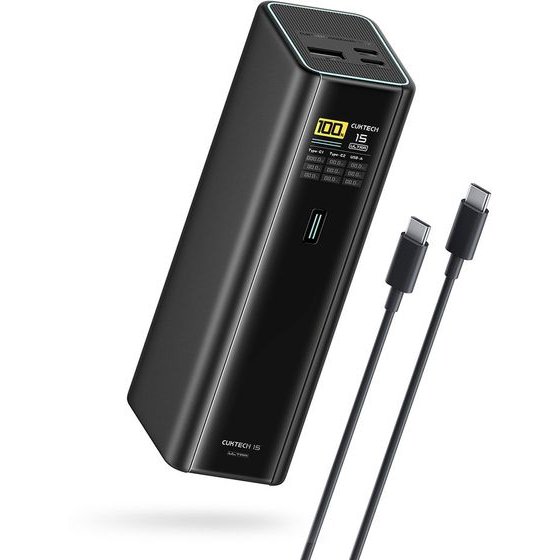 Cuktech PB200U Powerbank 210W 20000mAh 2x USB-C + USB-A With Tft Display And 240W USB-C Cable - Black - (PB200U black)