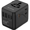 Crong One World Travel Adapter - Universal Gan Travel Adapter 45W UK/EU/US/Au (Black) - (CRGTAGN45BLK)