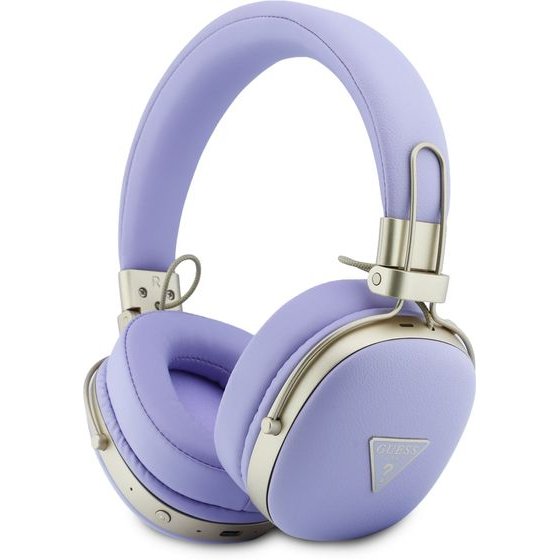 Guess Pu Grained Triangle Gold Metal Logo Enc Wireless Headphone Purple - (GUBHP72PGTCSU)