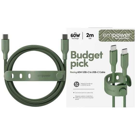PanzerGlass Cable Empower By Racing 60W USB-C To USB-C 2m Green - (EM42585)
