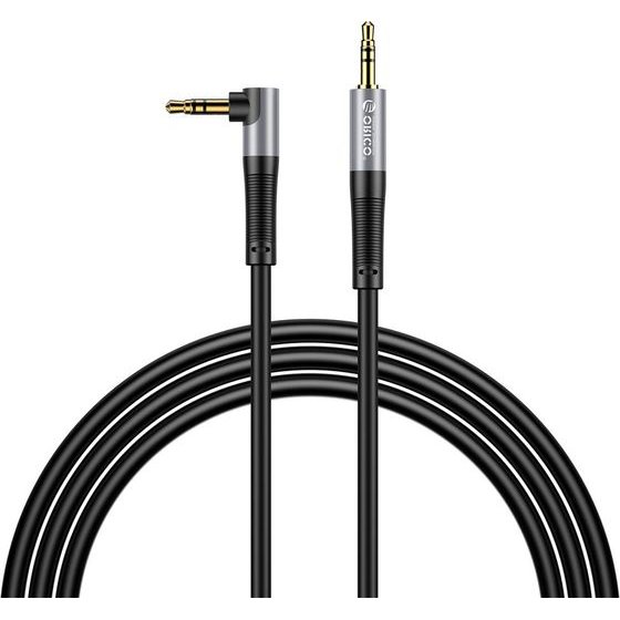 Orico Axw Mini Jack 3.5mm Male To Male Angled Audio Cable 2m - Black -AXW-20-BK-Bp - (ORICO-AXW-20-BK-BP)