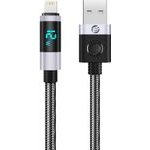 Orico LDA2L USB-A To Lightning Cable 12W With Led Display 0.5m - Black And Silver -LDA2L-05-BK-Bp - (ORICO-LDA2L-05-BK-BP)