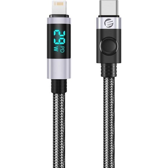 Orico LDC2L USB-C To Lightning Pd 29W Cable With Led Display 480MBps 2m - Black -LDC2L-20-BK-Bp - (ORICO-LDC2L-20-BK-BP)