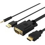 Orico XD-Vath Vga And Mini Jack 3.5 Mm To Hdmi Full Hd 60 Hz Cable With Usb Power 5 m - Black -XD-VATH-50-BK-Bp - (ORICO-XD-VATH-50-BK-BP)