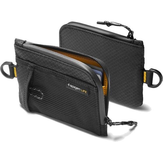 Spigen - Soft Card Holder LF300 - Fits Up To 10 Cards Plus Cash, Nylon, Rfid Protection - Black - (AFA11229)