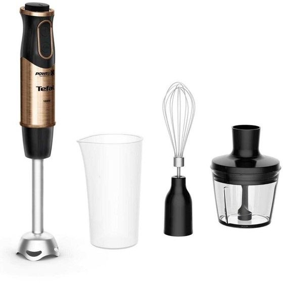 Tefal Quickchef Hand Blender 1000 W, 20 speeds, 3-in-1 Black, Gold - (HB656G10)