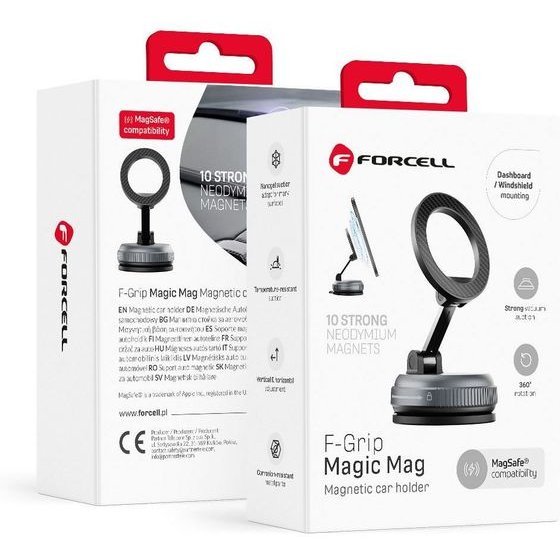 FORCELL Magic Mag Magnetic Suction Cup Phone Holder Compatible With Magsafe black
