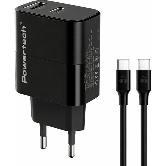 Powertech ��������� ������ �� �������, USB/USB-C, 20W, ������ - (PT-1637)