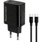 Powertech ��������� ������ �� �������, USB/USB-C, 30W, GaN, ������ - (PT-1638)