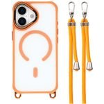 Hurtel Iphone 17 Case With Adjustable Crossbody Lanyard And Magsafe Compatible Camera Frame As a Stand - Orange - (6601191395B)
