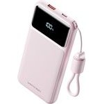 Vention 10000mAh Power Bank (USB-C + USB-A) With Built-In Cable 22.5W Pink Led Display Type - (XGYP0-39-TY)