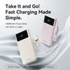 Vention 10000mAh Power Bank (USB-C + USB-A) With Built-In Cable 22.5W Pink Led Display Type - (XGYP0-39-TY)