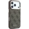Guess Pu Leather 4G Gold Frame Magsafe Case For Iphone 18 Pro Brown - (GUHMP18LG4GFCW)