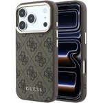 Guess Pu Leather 4G Gold Frame Magsafe Case For Iphone 18 Pro Max Brown - (GUHMP18XG4GFCW)