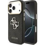 Guess Pu Leather 4G Metal Logo Gold Frame Case For Iphone 18 Pro Black - (GUHCP18L4GMGCGR)