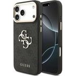 Guess Pu Leather 4G Metal Logo Gold Frame Case For Iphone 18 Pro Max Black - (GUHCP18X4GMGCGR)