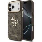 Guess Pu Leather 4G Metal Logo Gold Frame Case For Iphone 18 Pro Max Brown - (GUHCP18X4GMGCBR)