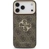 Guess Pu Leather 4G Metal Logo Gold Frame Case For Iphone 18 Pro Max Brown - (GUHCP18X4GMGCBR)