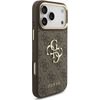 Guess Pu Leather 4G Metal Logo Gold Frame Case For Iphone 18 Pro Max Brown - (GUHCP18X4GMGCBR)
