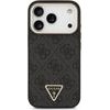 Guess Pu Leather 4G Strass Triangle Logo Gold Frame Magsafe Case For Iphone 18 Pro Black - (GUHMP18LP4GTDGMK)