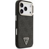Guess Pu Leather 4G Strass Triangle Logo Gold Frame Magsafe Case For Iphone 18 Pro Black - (GUHMP18LP4GTDGMK)