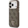 Guess Pu Leather 4G Strass Triangle Logo Gold Frame Magsafe Case For Iphone 18 Pro Brown - (GUHMP18LP4GTDGMW)