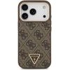 Guess Pu Leather 4G Strass Triangle Logo Gold Frame Magsafe Case For Iphone 18 Pro Brown - (GUHMP18LP4GTDGMW)