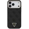 Guess Pu Leather 4G Strass Triangle Logo Gold Frame Magsafe Case For Iphone 18 Pro Max Black - (GUHMP18XP4GTDGMK)