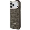 Guess Pu Leather 4G Strass Triangle Logo Gold Frame Magsafe Case For Iphone 18 Pro Max Brown - (GUHMP18XP4GTDGMW)