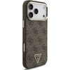 Guess Pu Leather 4G Strass Triangle Logo Gold Frame Magsafe Case For Iphone 18 Pro Max Brown - (GUHMP18XP4GTDGMW)