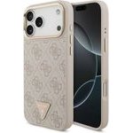 Guess Pu Leather 4G Strass Triangle Logo Gold Frame Magsafe Case For Iphone 18 Pro Max Pink - (GUHMP18XP4GTDGMP)