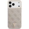Guess Pu Leather 4G Strass Triangle Logo Gold Frame Magsafe Case For Iphone 18 Pro Max Pink - (GUHMP18XP4GTDGMP)