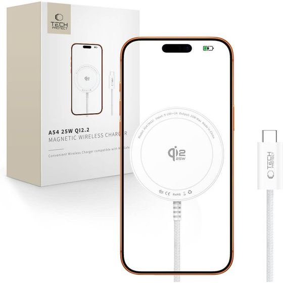 Tech-Protect A54 Magnetic Magsafe Wireless Charger 25W QI2.2 WHITE