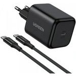 Ugreen Wall Charger X524 (65054), 45W, 3A, 1 x USB-C, With USB-C Cable, Black