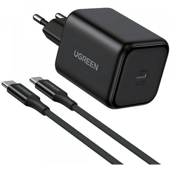 Ugreen Wall Charger X524 (65054), 45W, 3A, 1 x USB-C, With USB-C Cable, Black