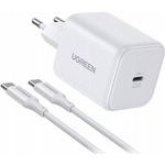 Ugreen Wall Charger X524 (65055), 45W, 3A, 1 x USB-C, With USB-C Cable, White