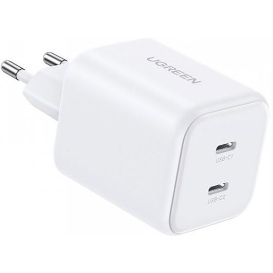 Ugreen Wall Charger X526 (65154), 45W, 3A, 2 x USB-C, White