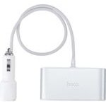 Hoco Car Charger Splitter 3in1 With Digital Display + 2 x Usb A 2,1A Z13 silver