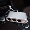 Hoco Car Charger Splitter 3in1 With Digital Display + 2 x Usb A 2,1A Z13 silver