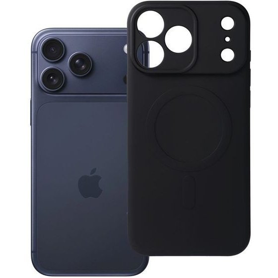 Case For Iphone 17 Pro Max / 18 Pro Max Silicone Mag Cover Compatible With Magsafe (Camera protection) Black OEM