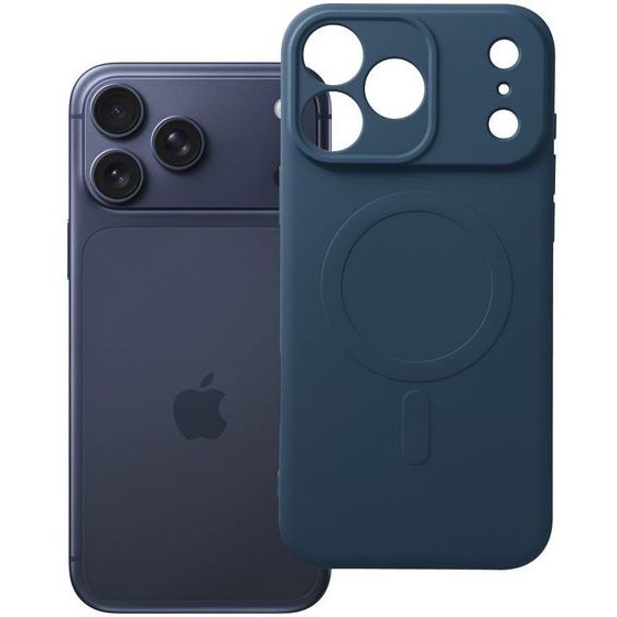 Case For Iphone 17 Pro Max / 18 Pro Max Silicone Mag Cover Compatible With Magsafe (Camera protection) Dark Blue OEM