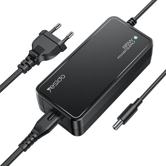 Yesido - Universal Laptop Adapter - Fast Charging, Smart Chip, 65W, 5A, 1m - Black - (CG11E)