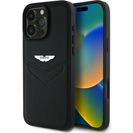 Aston Martin Case HC Leather Victory Design to iPhone 16 Pro black - (ASHCP16LPVIK)