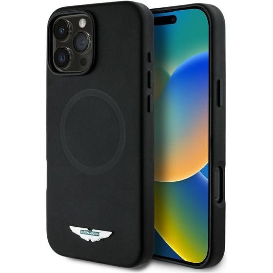 Aston Martin Etui HC FW Logo do iPhone 16 Pro MagSafe czarny - (ASHMP16LPLOK)