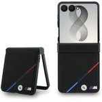 BMW M Pu Perforated Tricolor Stripe Magnetic Case For Samsung Galaxy Z Flip 8 Black - (BMHMZF823PUPDK)