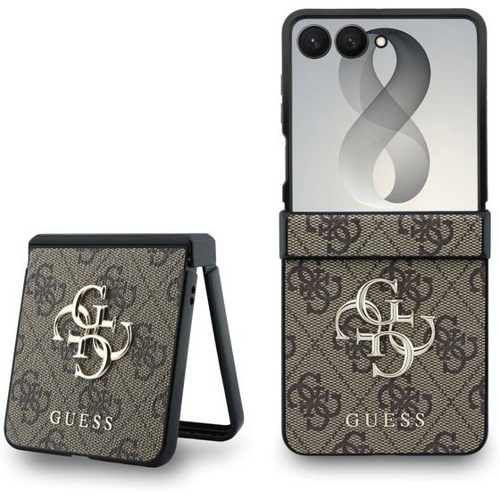 Guess Pu 4G Metal Logo Case For Samsung Galaxy Z Flip 8 Brown - (GUHCZF84GMGBR)