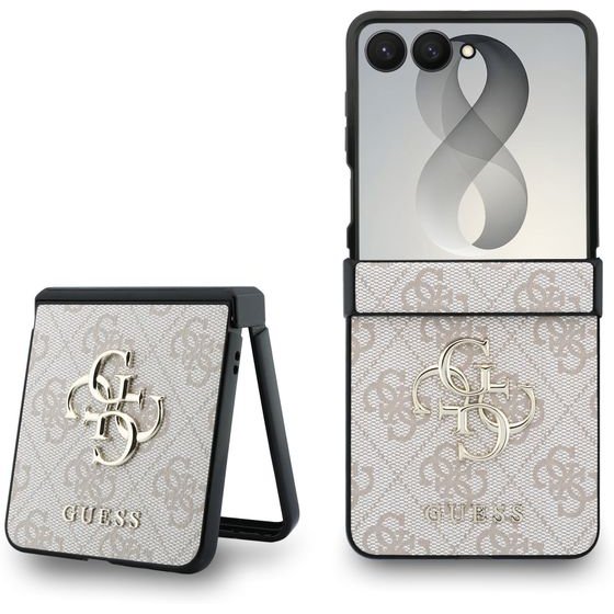 Guess Pu 4G Metal Logo Case For Samsung Galaxy Z Flip 8 Pink - (GUHCZF84GMGPI)